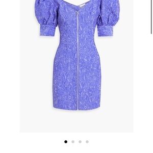 GANNI Cold-shoulder cloqué mini dress Purple Size Small